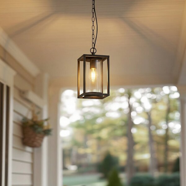 Lucande lampă suspendată de exterior Ferda, 25 cm, antracit, IP44, reglabil, Negru, Aluminiu, Modern
