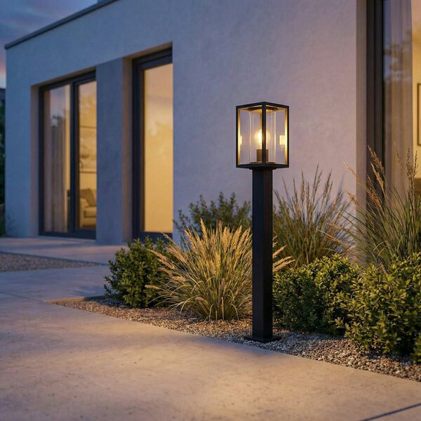 Lucande Bornă luminoasă Ferda, 100 cm, antracit, IP44, reglabil, Negru, Aluminiu, Modern