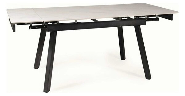 Masa extensibila JOHN, crem cu efect de marmura/negru mat, ceramica/me