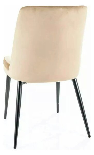 Scaun KAYLA, bej/negru, stofa catifelata/metal, 49x46x84 cm