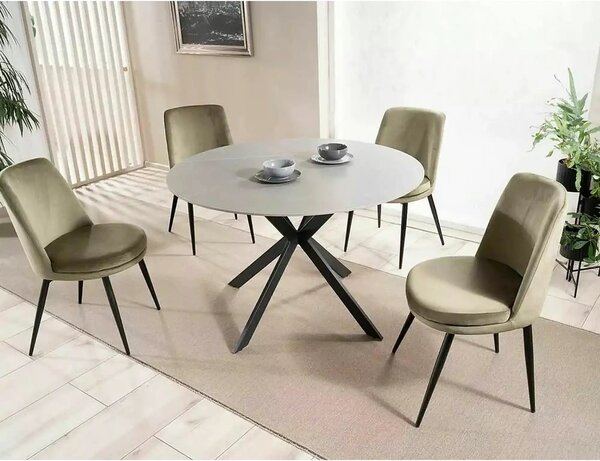 Scaun KAYLA, bej/negru, stofa catifelata/metal, 49x46x84 cm
