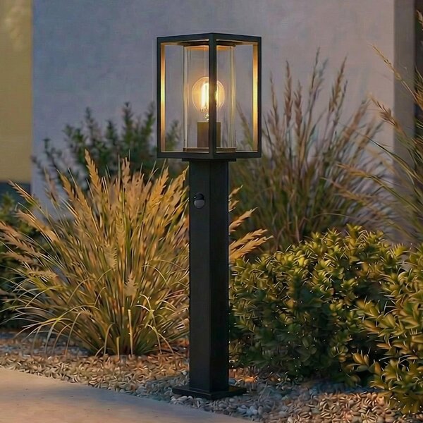 Lucande Bornă luminoasă Ferda, 60 cm, cu senzor, antracit, IP44, Negru, Aluminiu, Modern