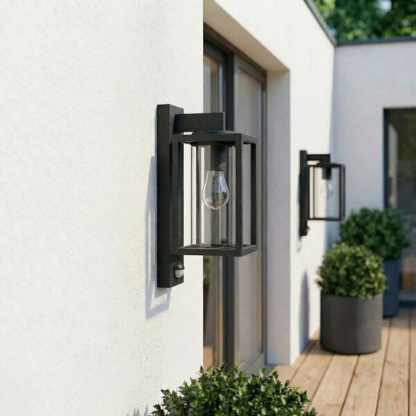 Lucande lampă de perete exterior Ferda, set 2, antracit senzor IP44, reglabil, Negru, Aluminiu, Modern, Perete unghiular