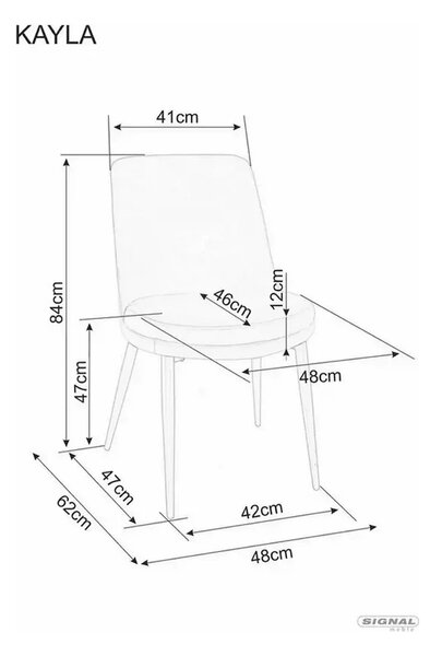 Scaun KAYLA, negru, stofa catifelata/metal, 49x46x84 cm