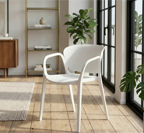Scaun afara K491, alb, polipropilena, 60x56x76 cm