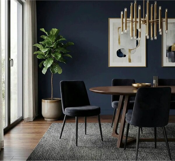 Scaun KAYLA, negru, stofa catifelata/metal, 49x46x84 cm