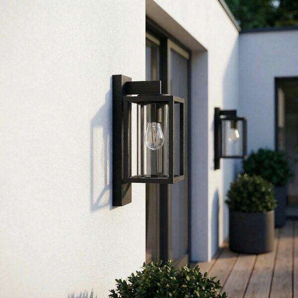 Lucande lampă de perete exterior Ferda, set 2, antracit, IP44, reglabil, Negru, Aluminiu, Modern, Perete unghiular