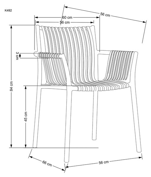Scaun K492, alb, polipropilena, 60X56X84 cm
