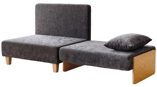 HOMCOM Fotoliu Extensibil cu Perne și Buzunare, 70x70x80cm, Gri Închis | Aosom Romania