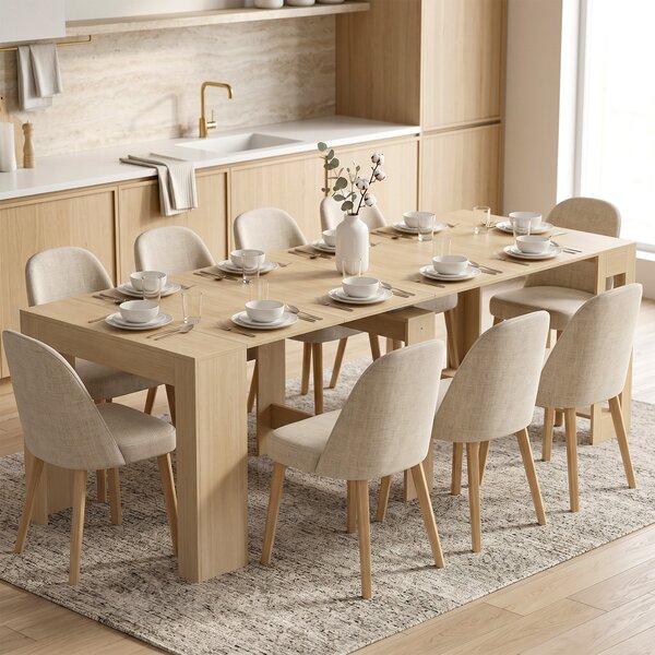 HOMCOM Masă de Dining Compactă pentru Bucătărie Economisește Spațiu, 240 x 90 x 78 cm, Lemn Deschis | Aosom Romania