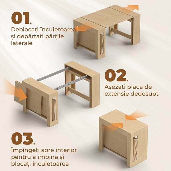 HOMCOM Masă de Dining Compactă pentru Bucătărie Economisește Spațiu, 240 x 90 x 78 cm, Lemn Deschis | Aosom Romania
