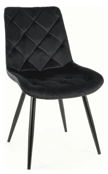 Scaun RALPH, negru, stofa catifelata/metal, 51x42x88 cm