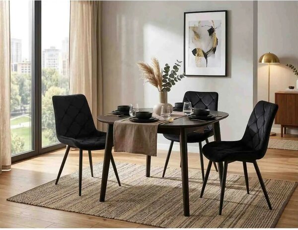 Scaun RALPH, negru, stofa catifelata/metal, 51x42x88 cm