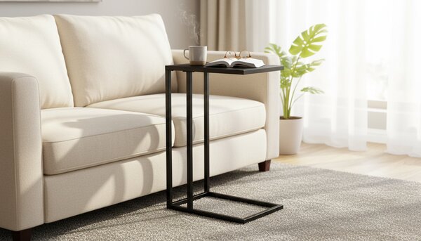 Masuta Symphony D, negru, PAL laminat/metal, 45x30x60 cm