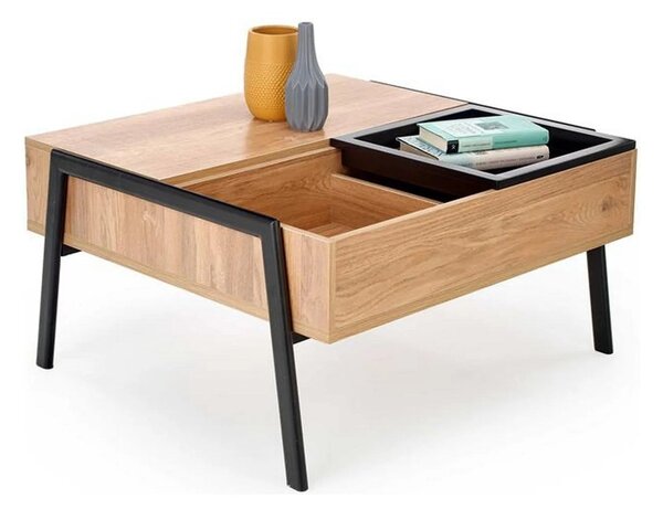 Masuta cafea PODIUM, stejar/negru, 85x80x43/64 cm