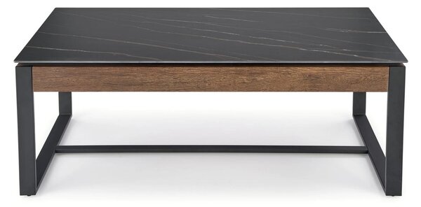 Masuta cafea RAMONA, negru cu efect de marmura/nuc, 121x61x45 cm