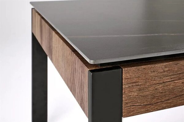 Masuta cafea RAMONA, negru cu efect de marmura/nuc, 121x61x45 cm