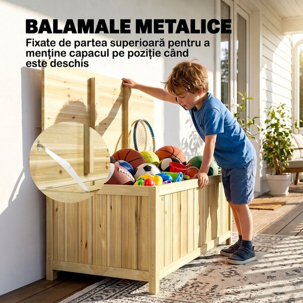 Outsunny Cutie de Depozitare pentru Exterior de 172 Litri, Ideală pentru Terasă, Design din Lemn, Rezistentă la Intemperii | Aosom Romania