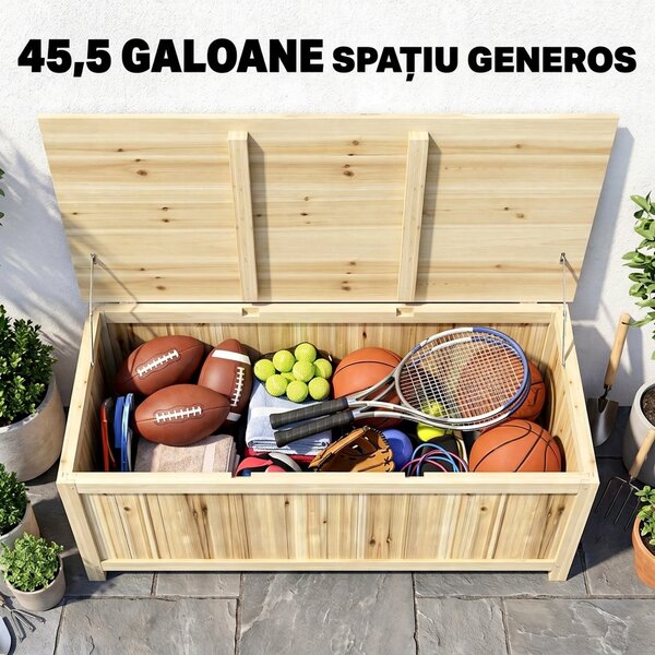 Outsunny Cutie de Depozitare pentru Exterior de 172 Litri, Ideală pentru Terasă, Design din Lemn, Rezistentă la Intemperii | Aosom Romania