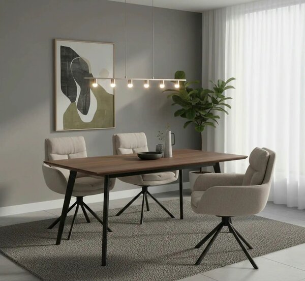 Scaun pentru living K495, bej/negru, stofa clasica/metal, 60x65x87 cm