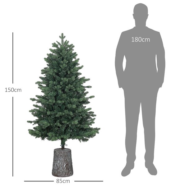 HOMCOM Brad Artificial de Crăciun cu 994 Crengi, Brad de Crăciun Realist cu Bază din Rășină, 85x150 cm, Verde | Aosom Romania