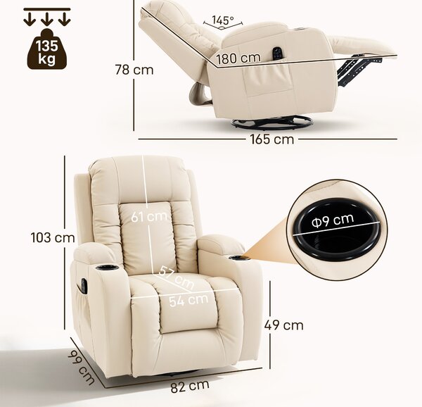 Homcom Fotoliu Relax – Rabatabil cu Masaj & incalzire | Aosom Romania