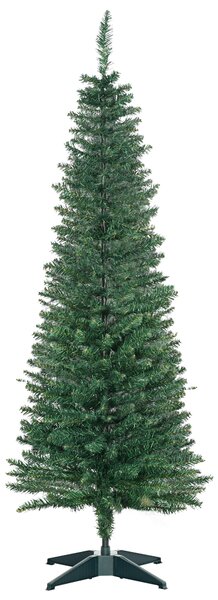 HOMCOM Brad Artificial de Crăciun cu Crengi Realiste, Brad Înalt și Îngust cu Bază din Plastic, Ø46x150 cm, Verde | Aosom Romania