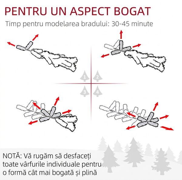HOMCOM Brad de Crăciun Artificial cu Fulgi de Zăpadă din Cristal și 850 Ramuri Ignifuge, Ø110x180 cm, Verde | Aosom Romania