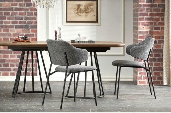 Scaun K497, gri deschis, stofa clasica/metal, 52x62x82 cm