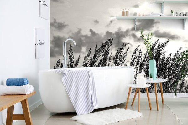 Fototapet iarbă în design alb-negru