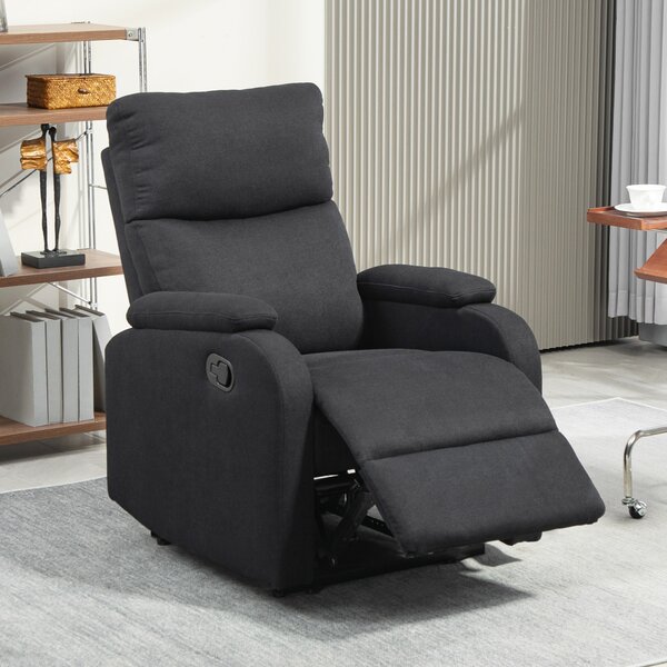 HOMCOM Fotoliu Recliner din In cu Suport Reglabil pentru Picioare, 69x91,5x103 cm, Negru | Aosom Romania