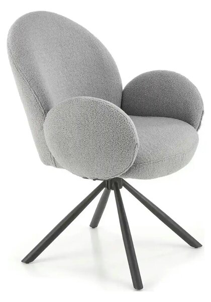 Scaun rotativ K498, gri, stofa/metal, 64x63x90 cm