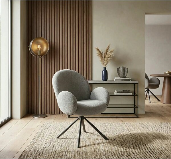 Scaun rotativ K498, gri, stofa/metal, 64x63x90 cm