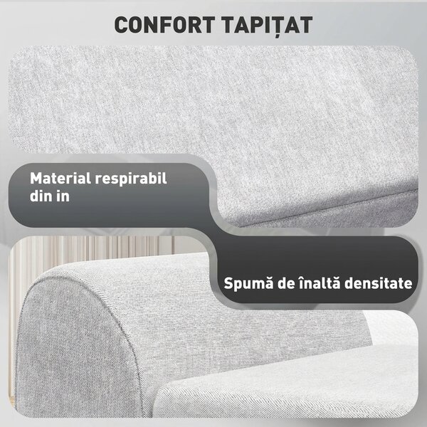 HOMCOM Bancă cu Spațiu de Depozitare cu Cotiere din Țesătură și Lemn 132x42x50 cm Gri | Aosom Romania