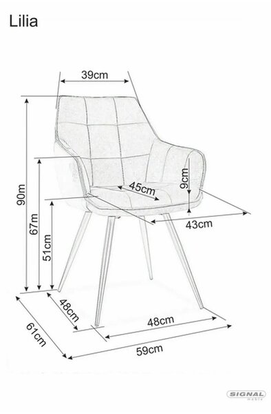 Scaun tapitat stofa LILIA, caramiziu/negru, 59x45x90 cm