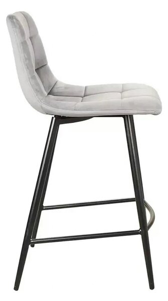 Scaun bar MILA H-2, gri/negru, stofa catifelata/metal, 43x38x87 cm