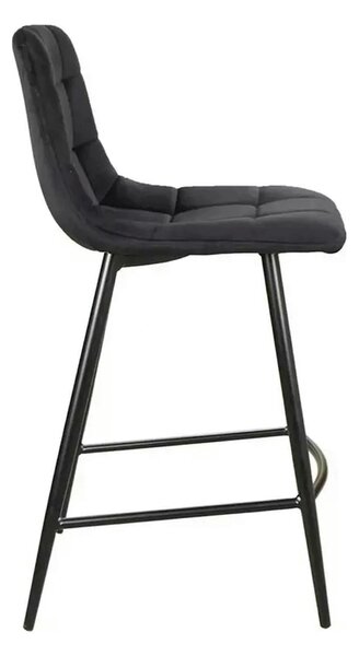 Scaun bar MILA H-2, negru, stofa catifelata/metal, 43x38x87 cm