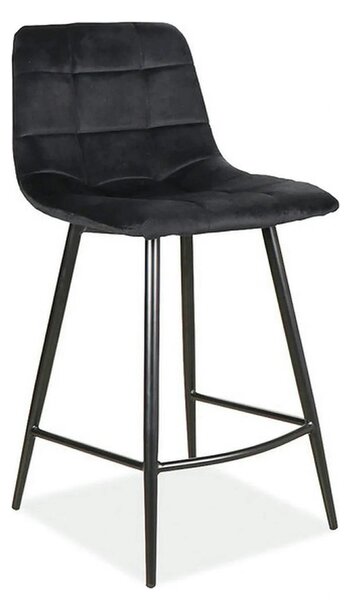 Scaun bar MILA H-2, negru, stofa catifelata/metal, 43x38x87 cm