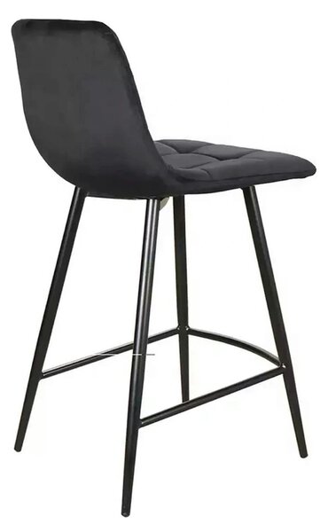 Scaun bar MILA H-2, negru, stofa catifelata/metal, 43x38x87 cm