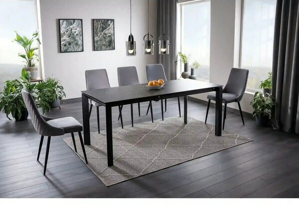 Masa extensibila METROPOL CERAMIC, negru, sticla securizata/ceramica