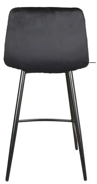 Scaun bar MILA H-2, negru, stofa catifelata/metal, 43x38x87 cm