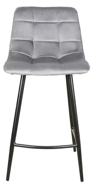 Scaun bar MILA H-2, gri/negru, stofa catifelata/metal, 43x38x87 cm