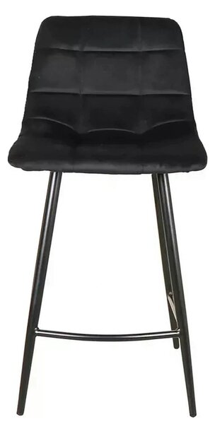 Scaun bar MILA H-2, negru, stofa catifelata/metal, 43x38x87 cm
