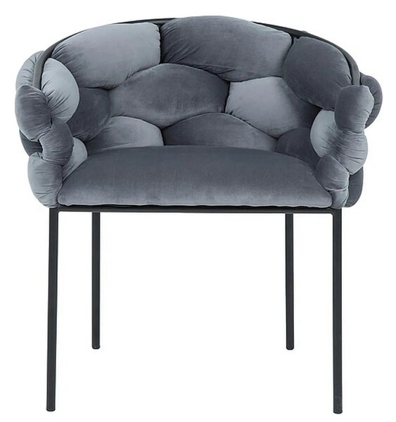 Scaun NORTE, gri/negru, stofa catifelata/metal, 76x40x75 cm