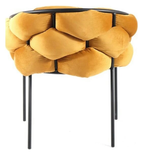 Scaun NORTE, galben mustar/negru, stofa catifelata/metal, 76x40x75 cm