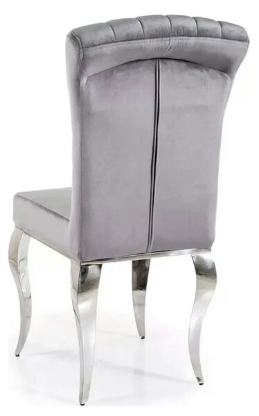 Scaun PRINCE, gri/crom, stofa catifelata/metal, 46x44x100 cm