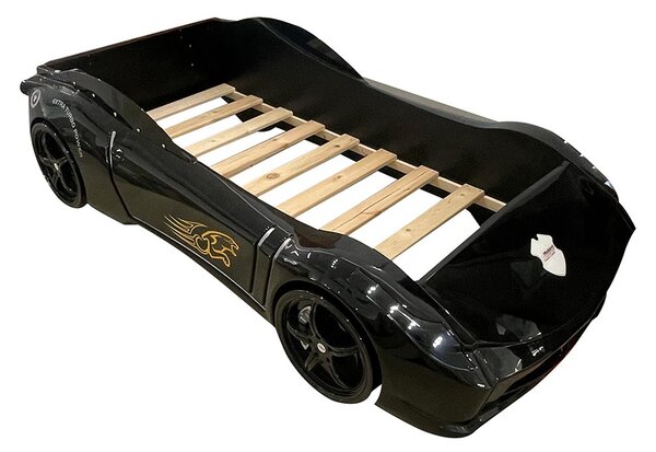 Pat Masinuta Copii cu LED, Corvette, Mobiref, 235 x 135 x 60 cm, Negru