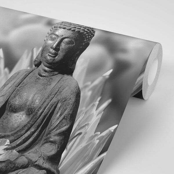 Fototapet Buddha liniștit în alb-negru