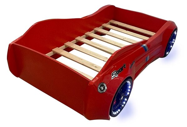 Pat Masinuta Copii cu LED, Jaguar Coupe, Mobiref, 240 x 120 x 60 cm, Rosu
