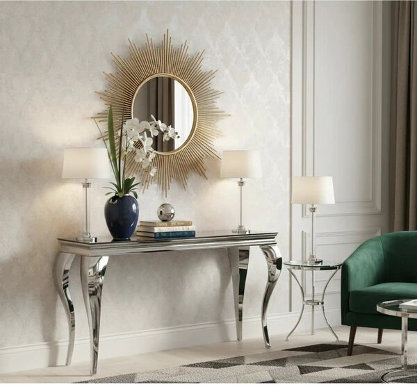 Consola PRINCE C, negru/crom, sticla securizata/metal, 120x40x78 cm
